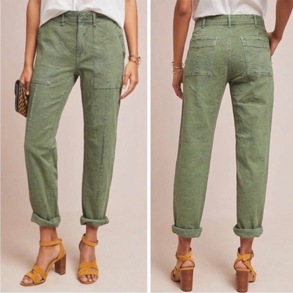 Anthropologie Pants - By Anthropologie Women’s Wanderer Jacquard Utility Straight Leg Pants Green 28
